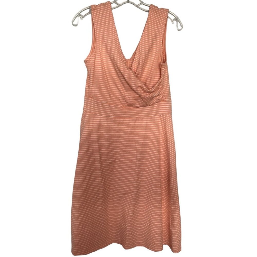 Patagonia Dress Size Medium M Orange Striped V-Neck Sleeveless Porch Song‎ NEW